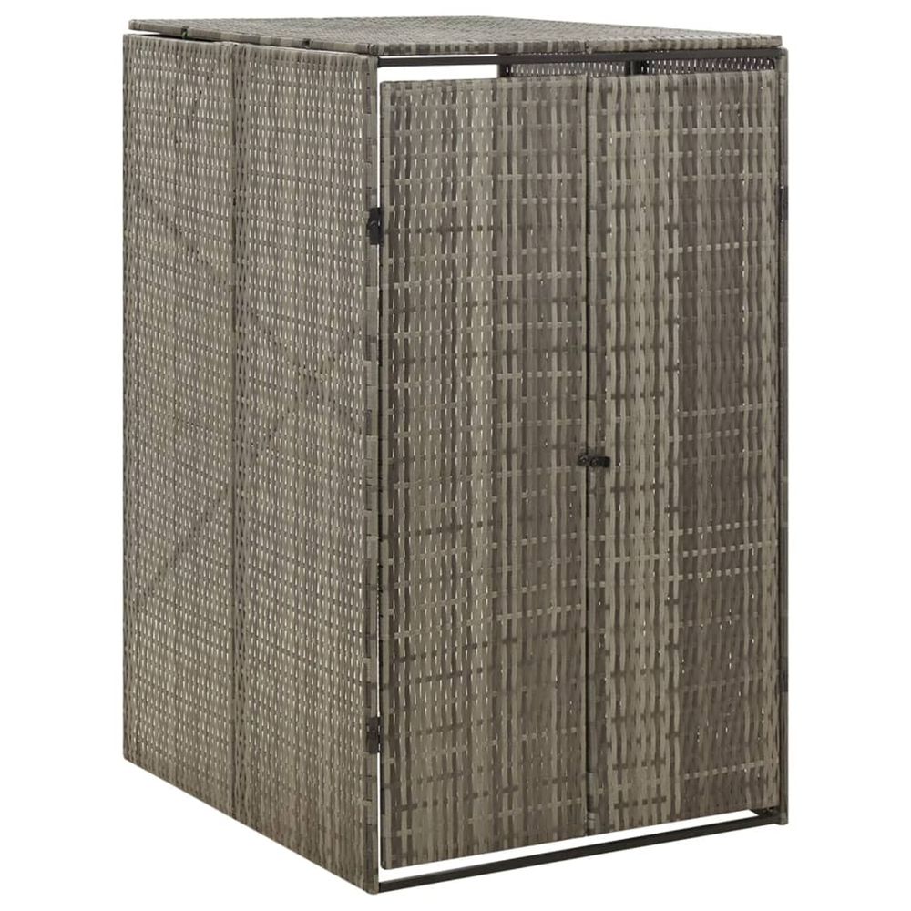 Abri pour poubelle gris 70x80x117 cm résine tressée