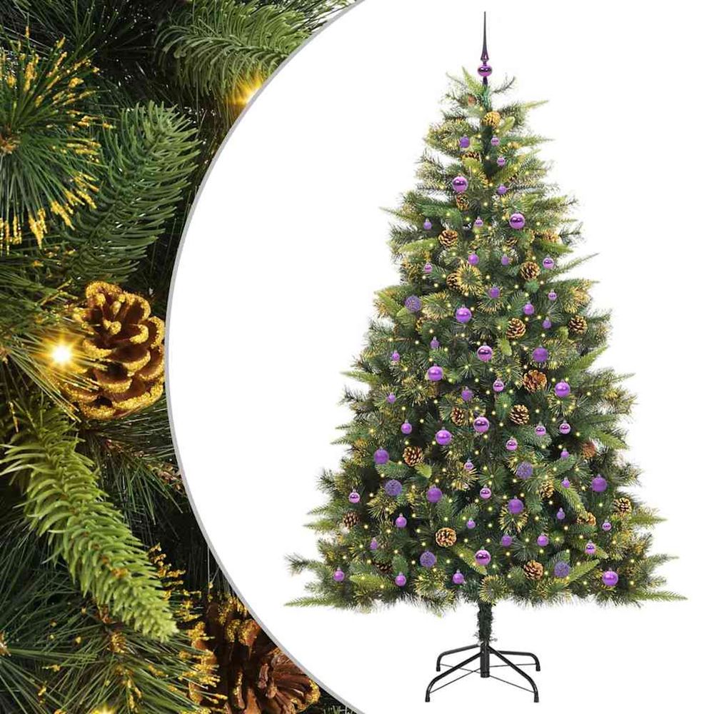 Sapin de noël artificiel avec branches pliables et cônes 240 cm