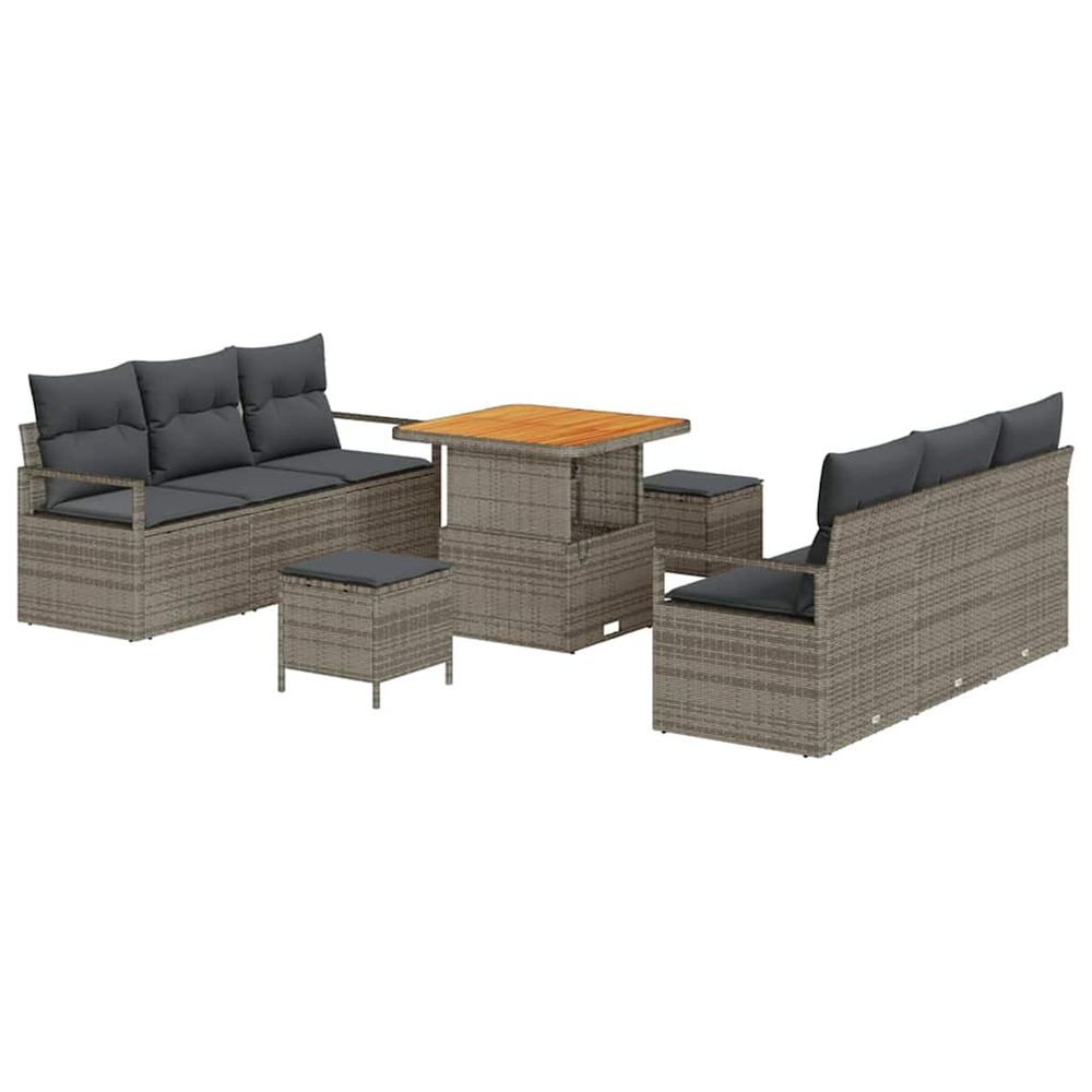 Ensemble de canapé de jardin 9 pc gris polyrotin