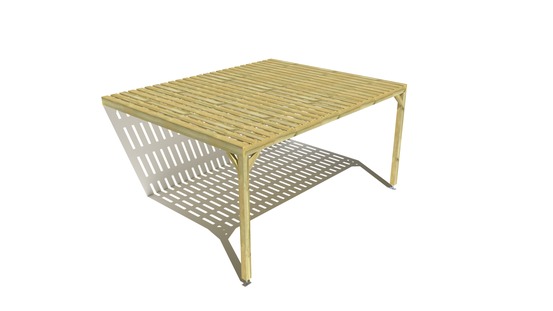 Pergola bois • 5m x 4m • adossée • sens largeur • platelage bois • livraison comprise