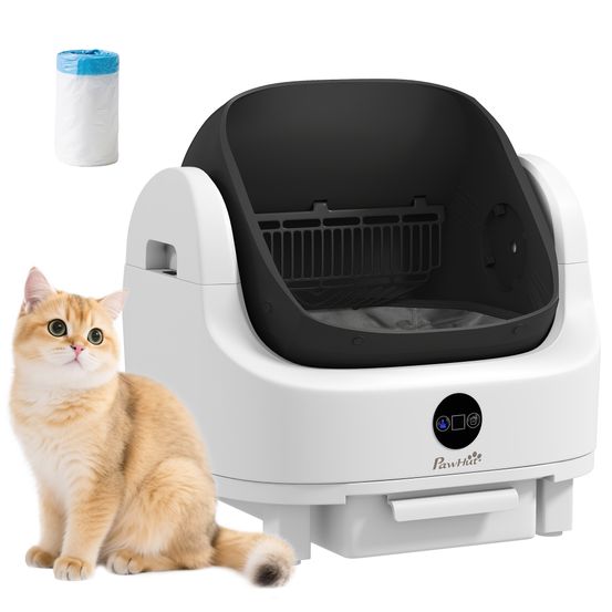 Litière chat autonettoyante en plastique pour intérieur avec capteur de sécurité blanc