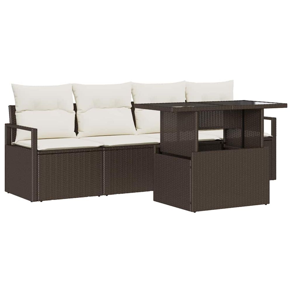 Ensemble de canapé de jardin 5 pc marron poly rotin
