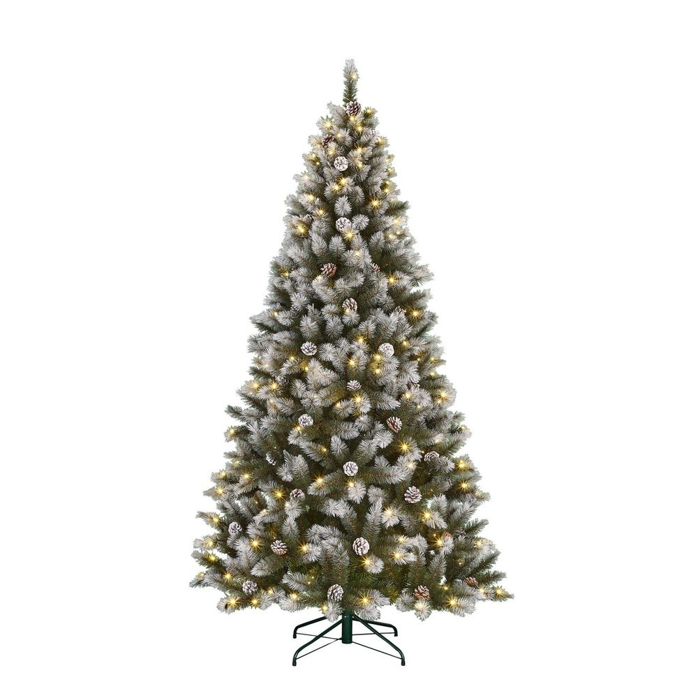 Black box trees pittsfield sapin de noël artificiel éclairé avec pommes de pin - décoration noël avec 260 led blanc chaud - sapin