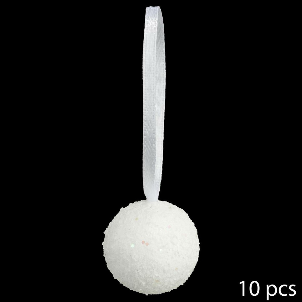 Lot de 10 boules pailletées d.6cm polystyrène blanc