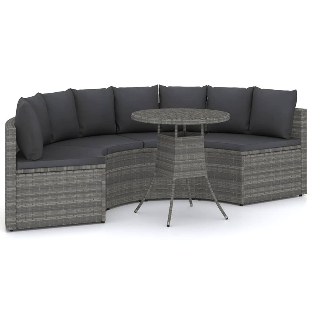 Salon de jardin 5 pcs avec coussins résine tressée gris