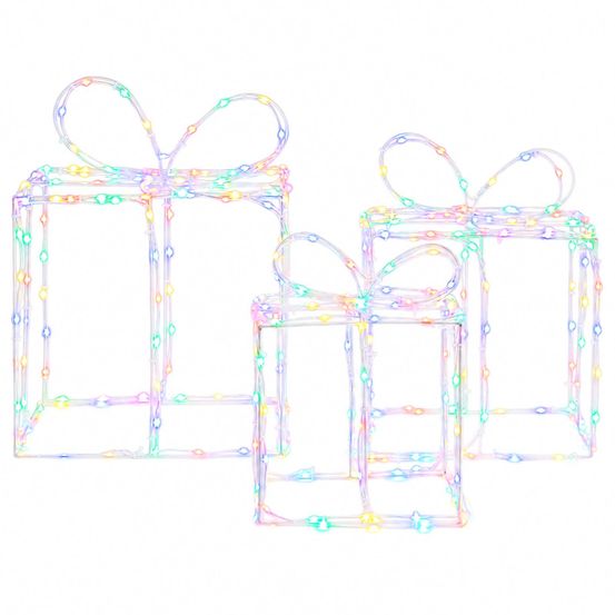 Boîtes cadeaux lumineuses de noël loviisa 3 pc 360 led