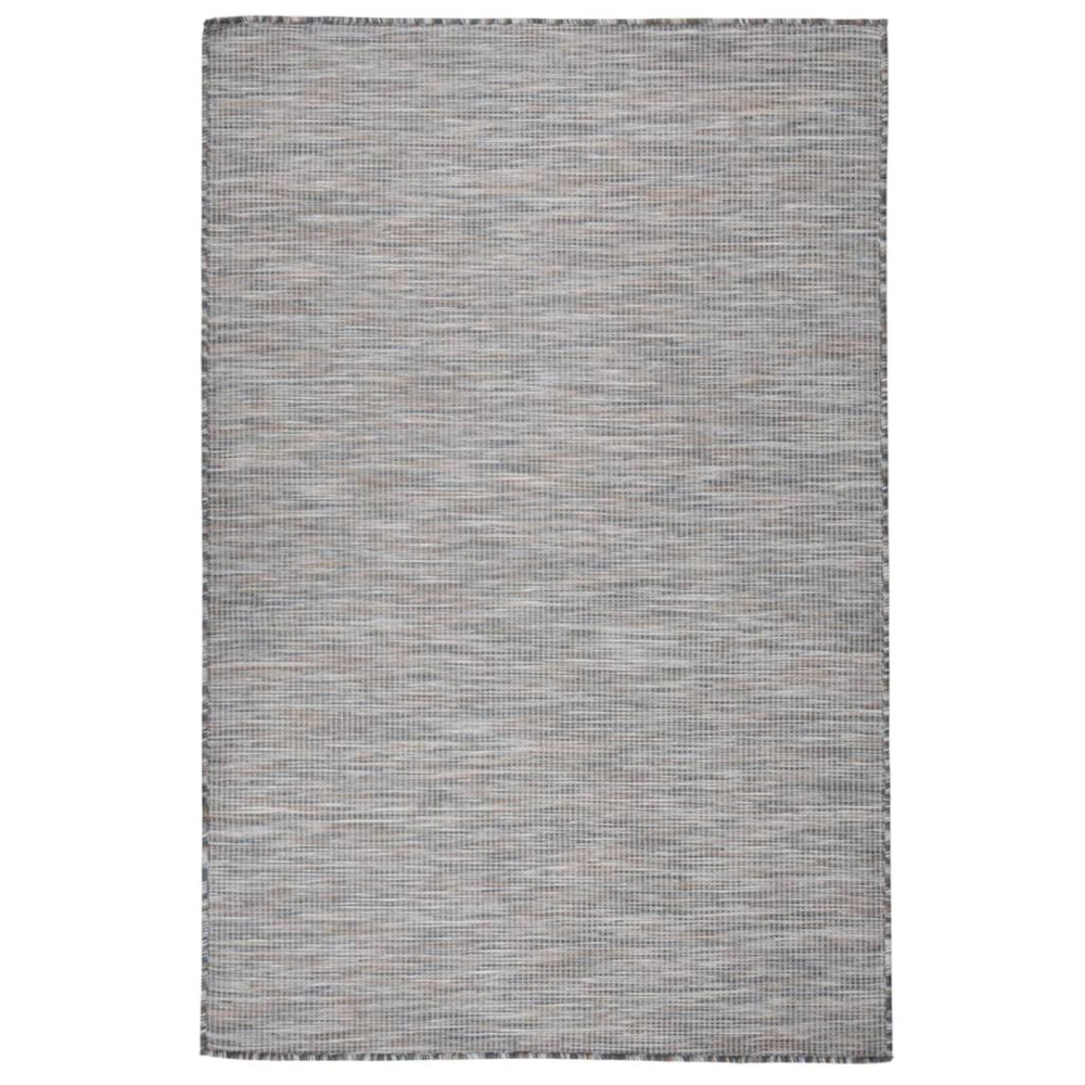 Tapis à tissage plat d'extérieur 120x170 cm marron et bleu
