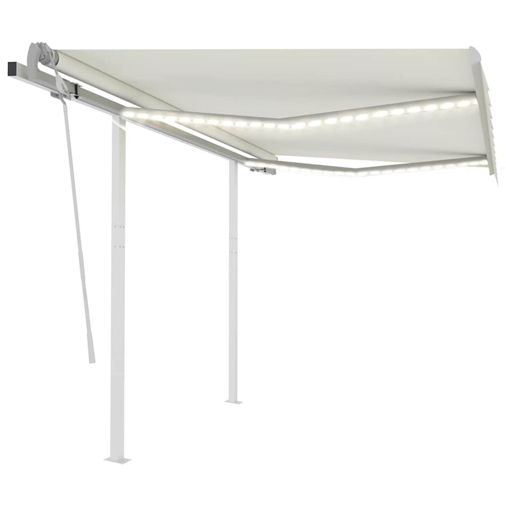 Auvent manuel rétractable avec led 3x2,5 m crème