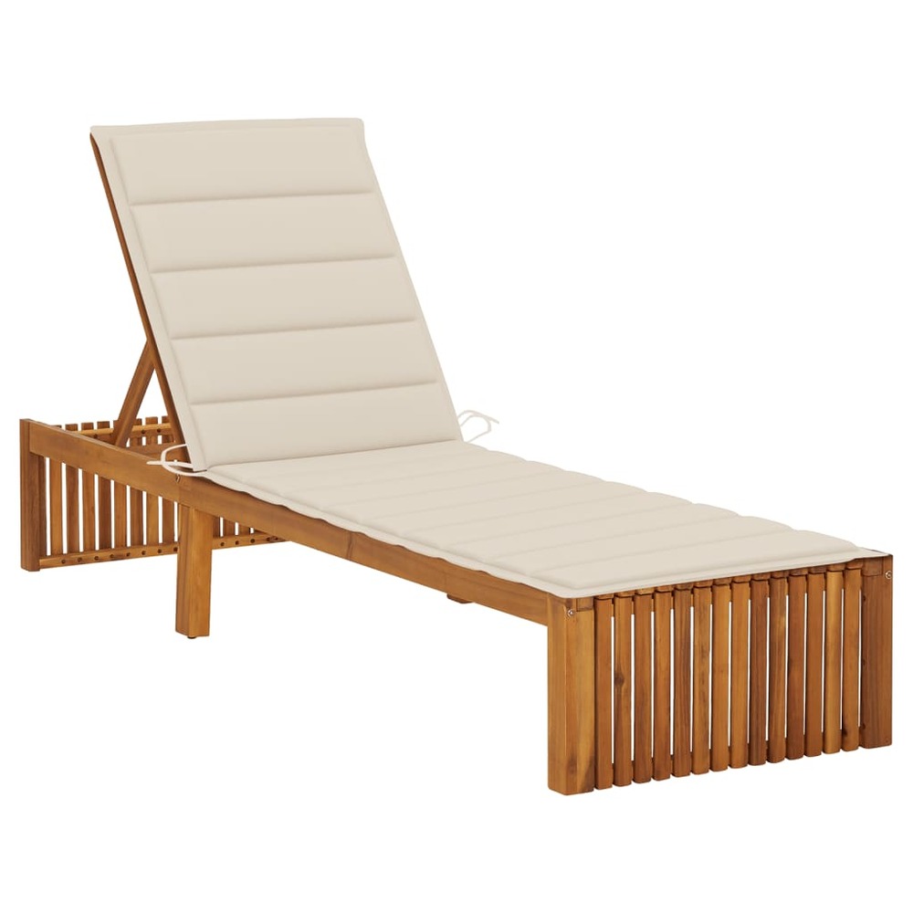 Chaise longue avec coussin bois d'acacia solide