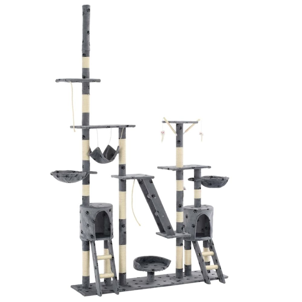 Arbre à chat et griffoirs 230-250 cm empreintes de pattes gris