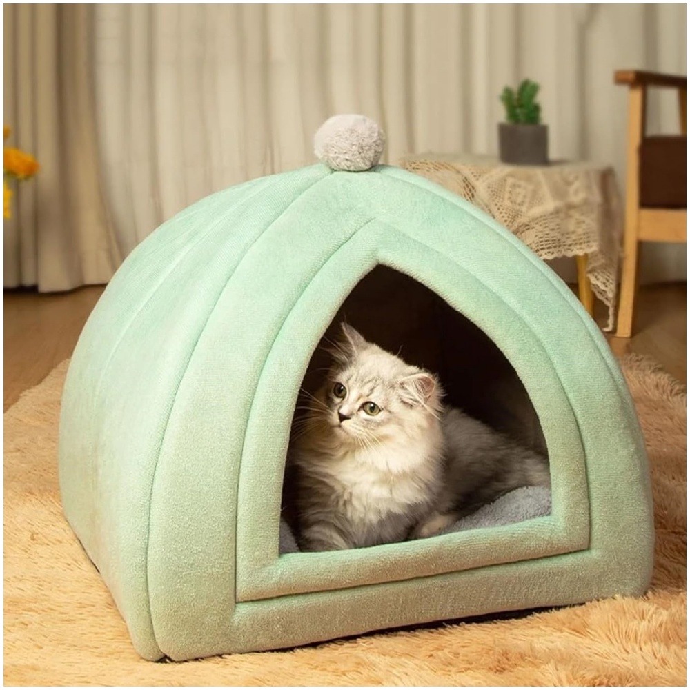 Pet tente portable pour chats et petits chiens vert pratique