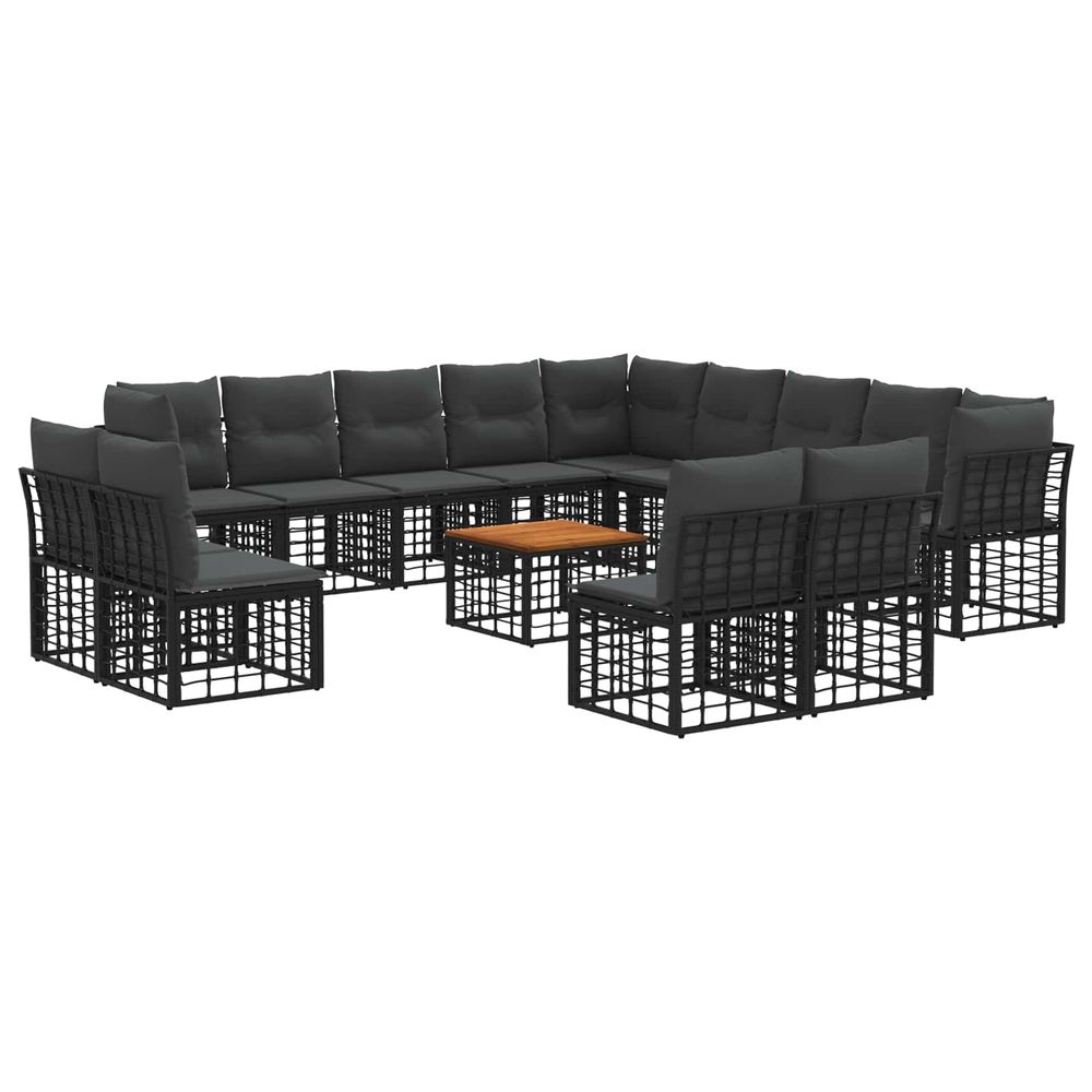 Ensemble de canapés d'extérieur 14 pc noir et gris foncé