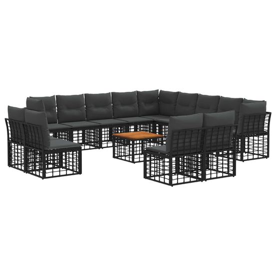 Ensemble de canapés d'extérieur 14 pc noir et gris foncé
