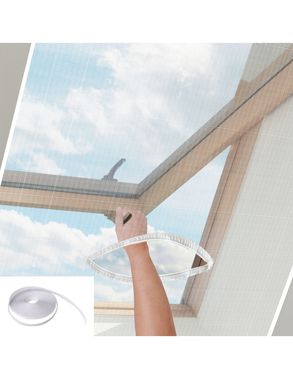 Kit moustiquaire pour fenêtre de toit luance 130x150cm avec bande de fixation - luance