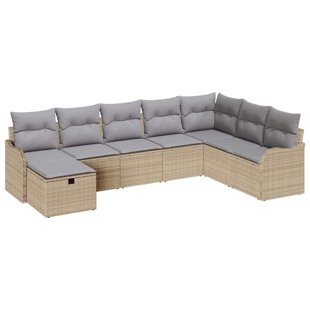 Ensemble de canapé de jardin 8 pc beige polyrotin