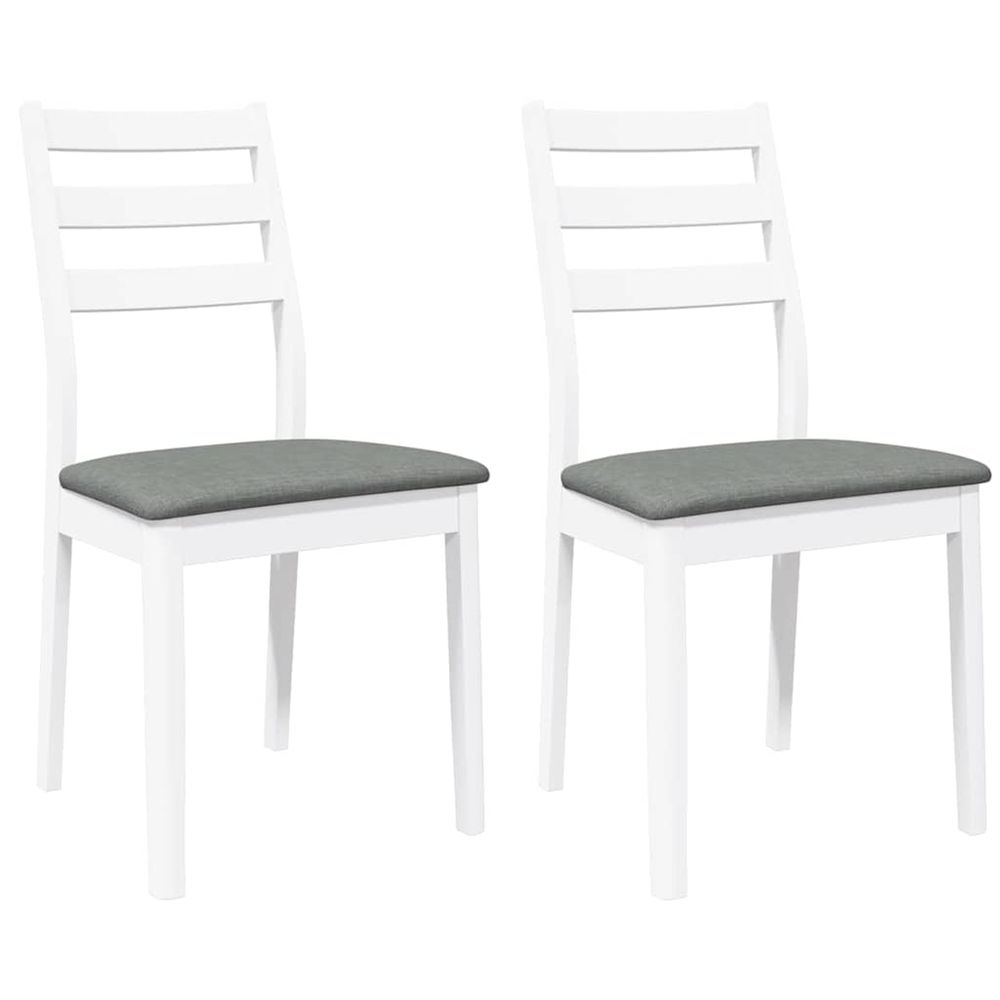 Chaises à manger coussins 2 pcs blanc bois massif caoutchouc