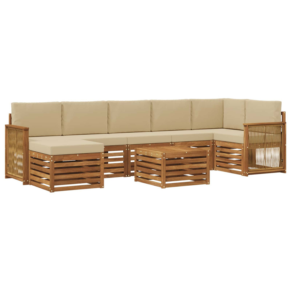 Ensemble de canapés d'extérieur avec coussin 7 pcs naturel