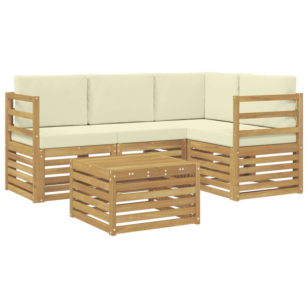 Ensemble de canapés d'extérieur 5 pc blanc et crème polyester