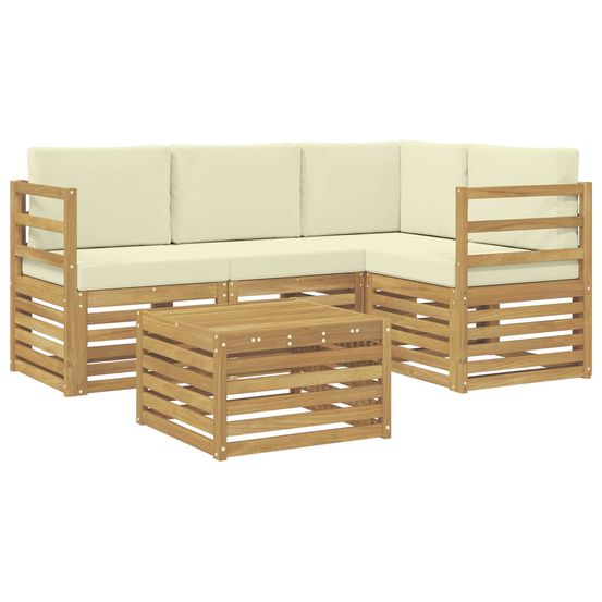 Ensemble de canapés d'extérieur 5 pc blanc et crème polyester