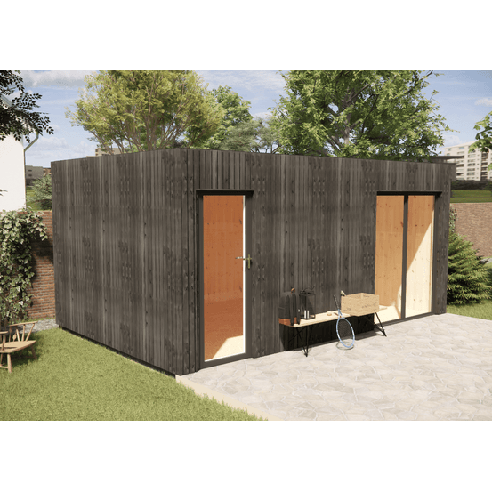 Bureau de jardin 4 saisons en bois 5,5 x 3,5 x 2,7 m / isolation re2020 avec plancher isolé