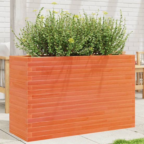 Grande jardinière en bois de pin massif potager extérieur marron 110cm