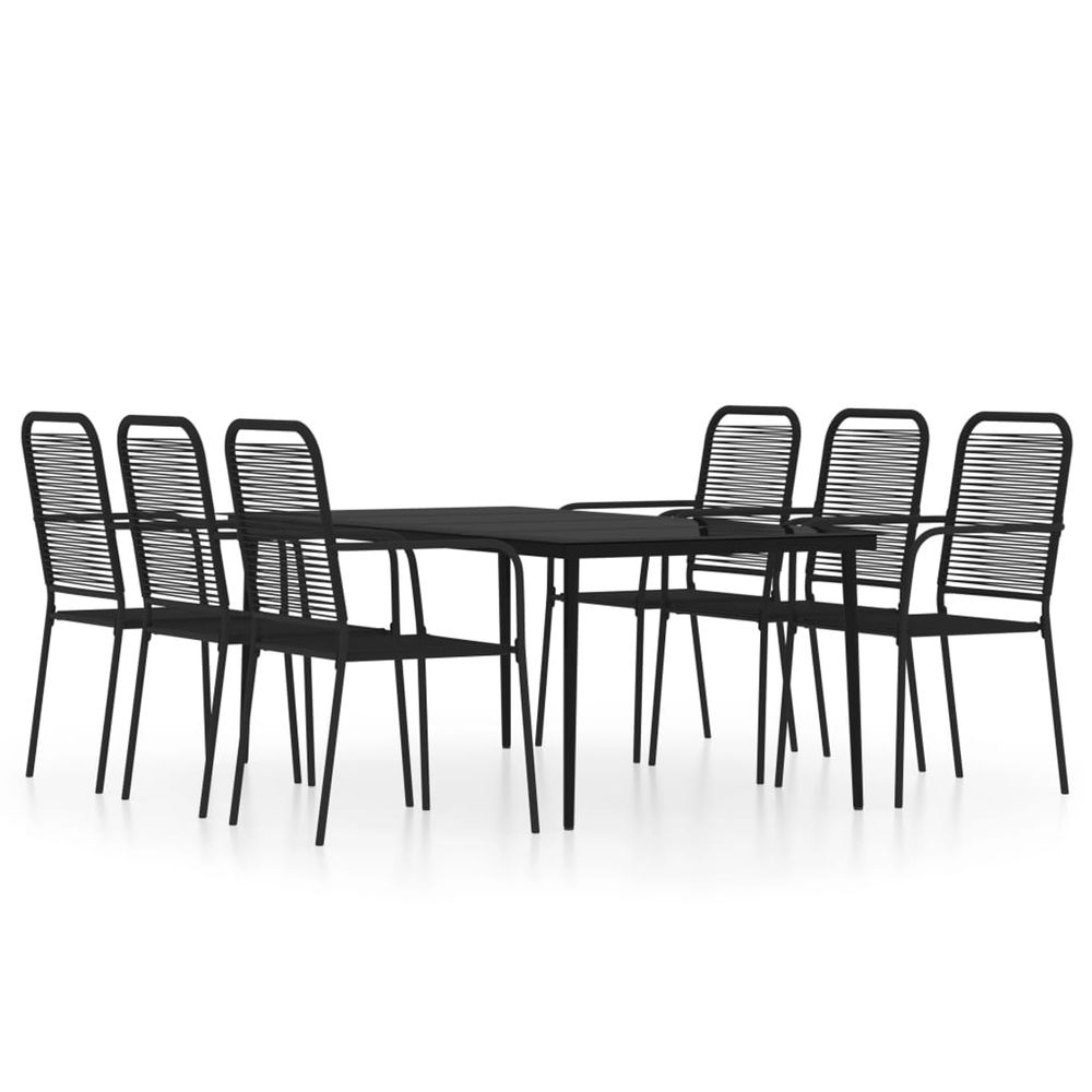 Ensemble à manger de jardin 7 pcs noir