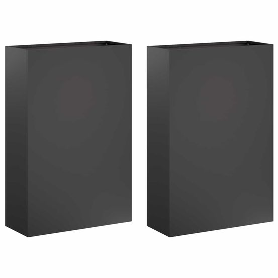 Cache-pot de jardin 2 pc noir 40 x 20 x 75 cm