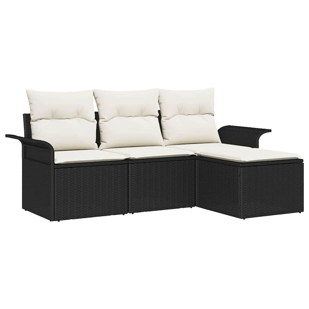 Ensemble de canapé de jardin 4 pc noir polyrotin