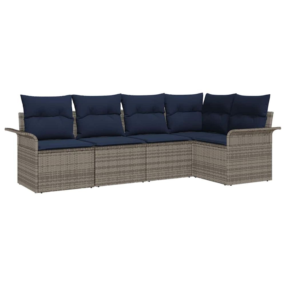 Ensemble de canapé de jardin 5 pc gris polyrotin