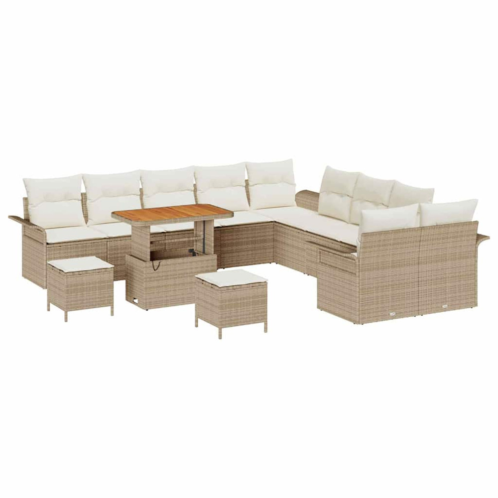 Ensemble de canapé de jardin avec coussin 13 pcs beige et crème