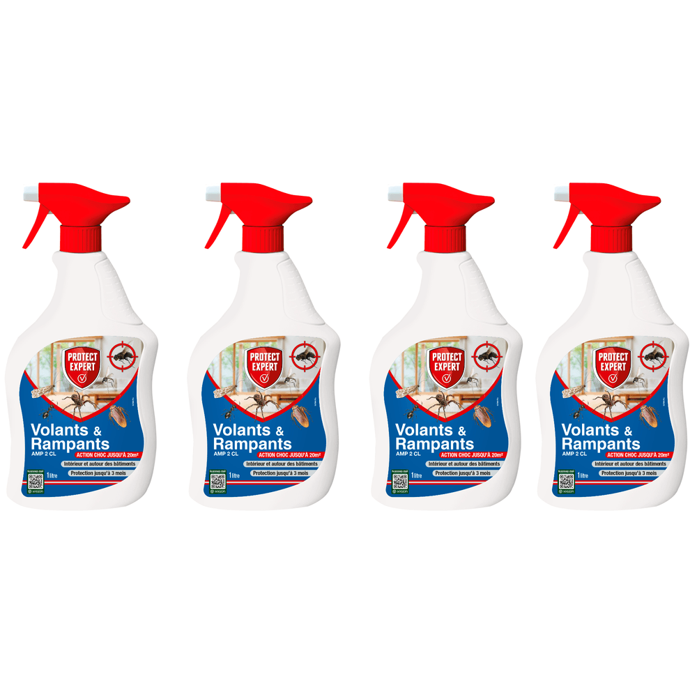 Protect expert anti insectes volants & rampants - 4x1l - prêt a l’emploi - moustiques - fourmis - puces