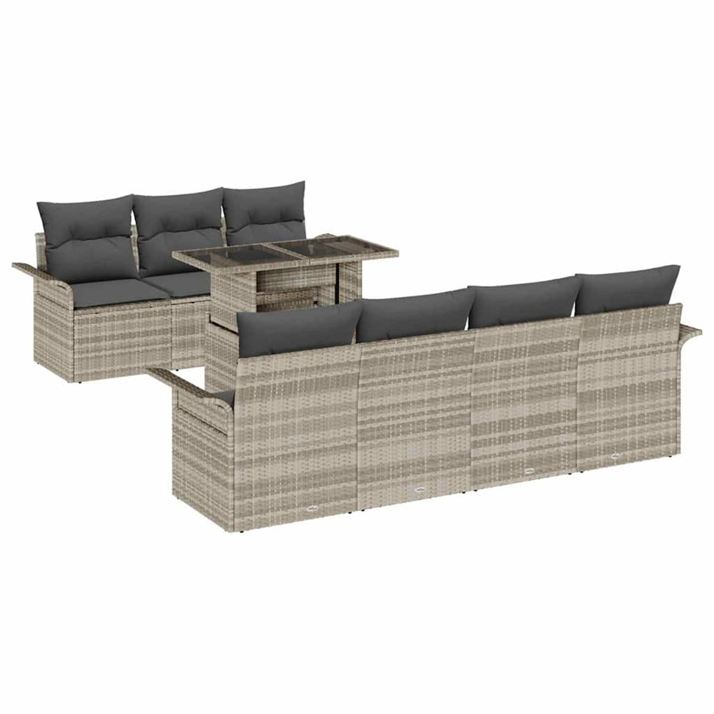 Ensemble de canapé de jardin 8 pcs gris clair poly rattan