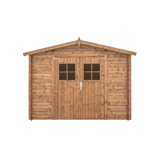 Abri de jardin en bois traité, surface utile 7.62m², 298x298cm, ep 19mm, INT044