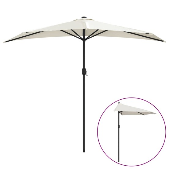 Parasol de balcon avec mât en aluminium 270 x 135 cm demi sable