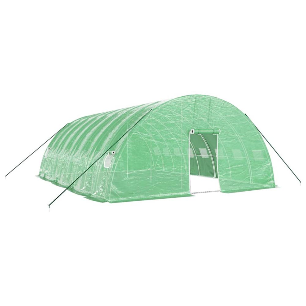 Serre avec cadre en acier vert 48 m² 8x6x2,85 m