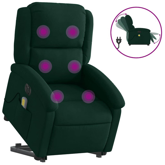 Fauteuil inclinable de massage électrique vert foncé velours