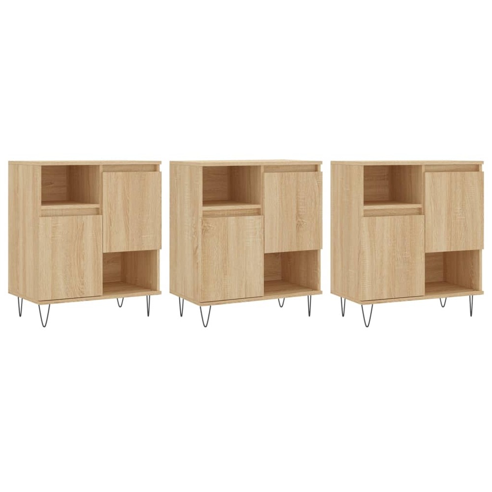 Buffet bahut commode armoire meuble de rangement organisateur cuisine salle de séjour salons 3 pcs sonoma bois d'ingénierie m