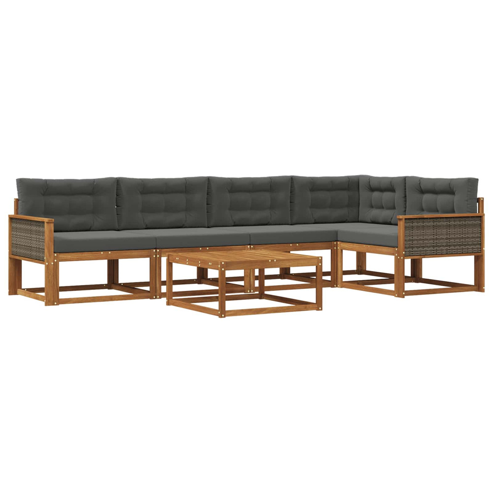Ensemble de canapés d'extérieur 6 pcs naturel et anthracite