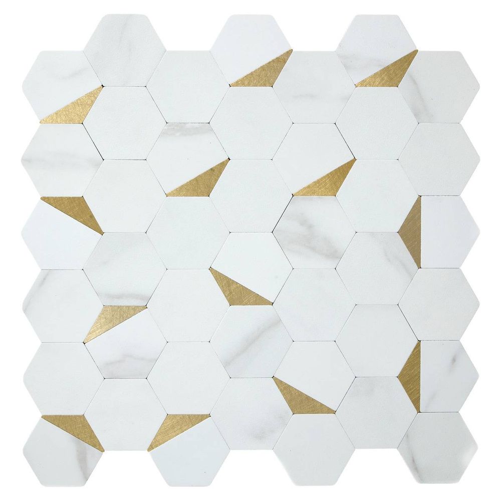 Lot de 2 stickers muraux mina 31x30cm hexagones blancs
