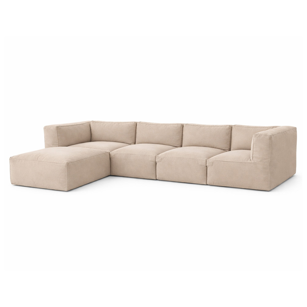 Salon de jardin modulable 5 places beige en tissu déperlant praiano