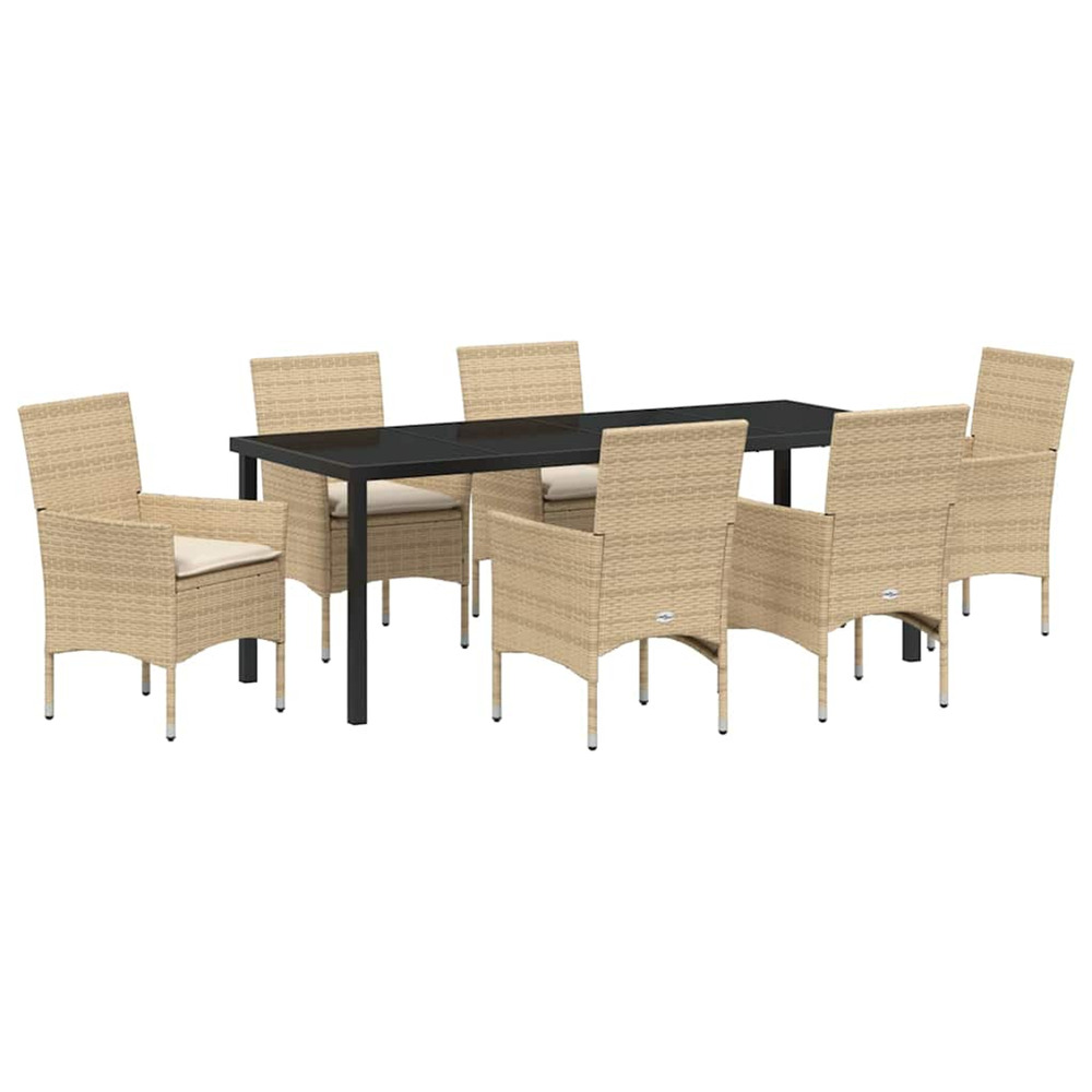 Ensemble de salle à manger pour jardin 7 pcs beige polyrotin
