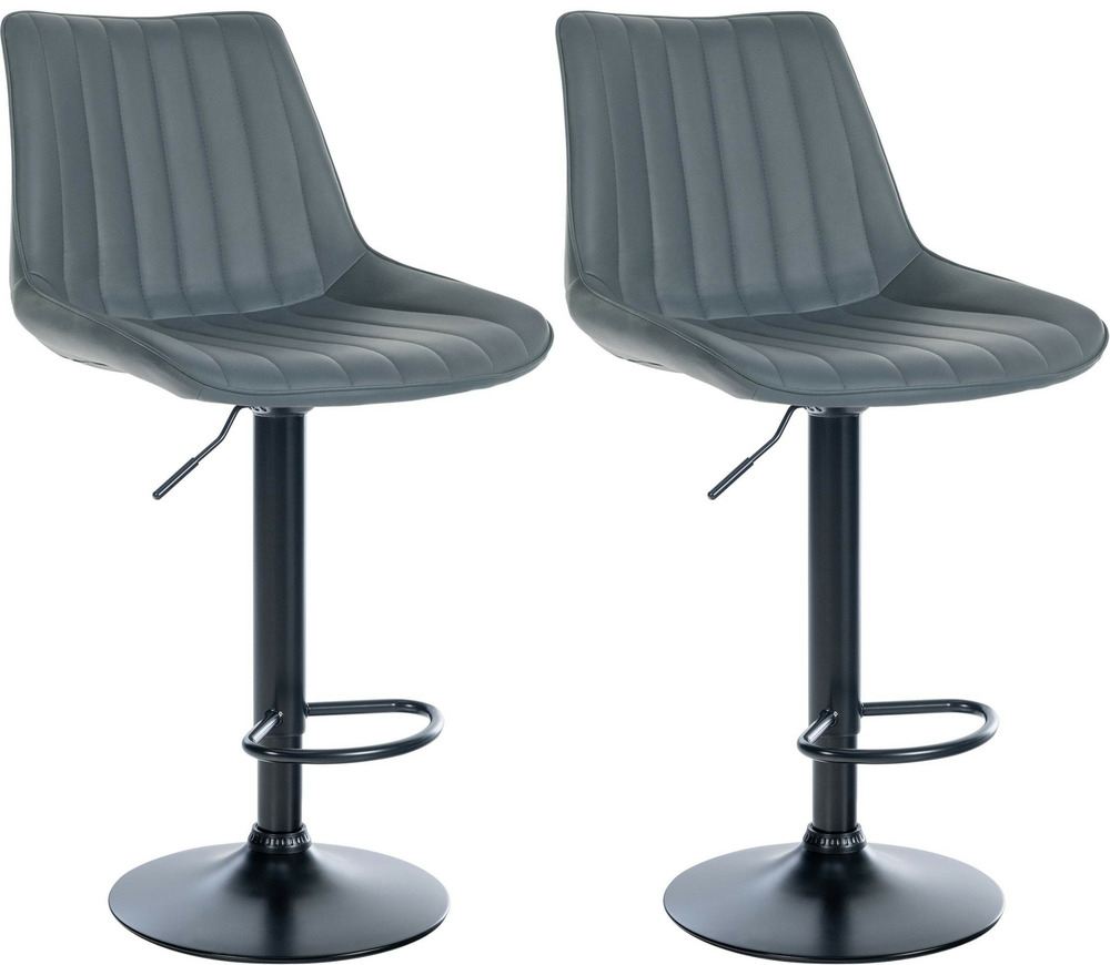 Lot de 2 tabourets de bar toni simili cuir noir