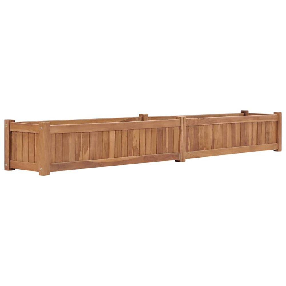 Grande jardinière en bois de teck massif pour jardin terrasse 200x30x25 cm