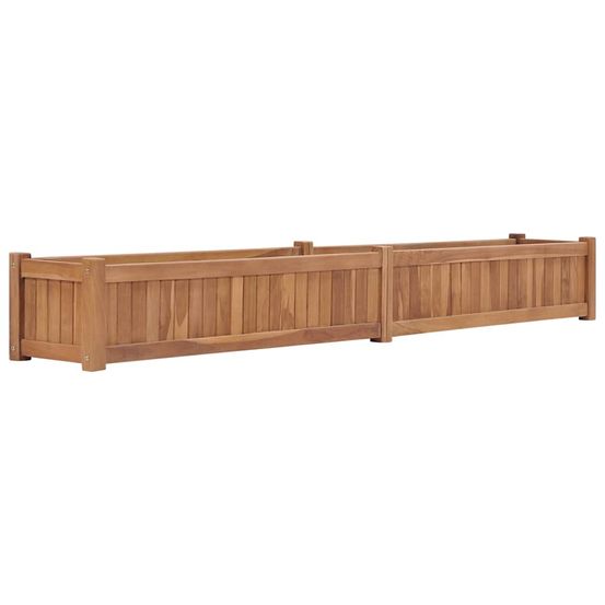 Grande jardinière en bois de teck massif pour jardin terrasse 200x30x25 cm