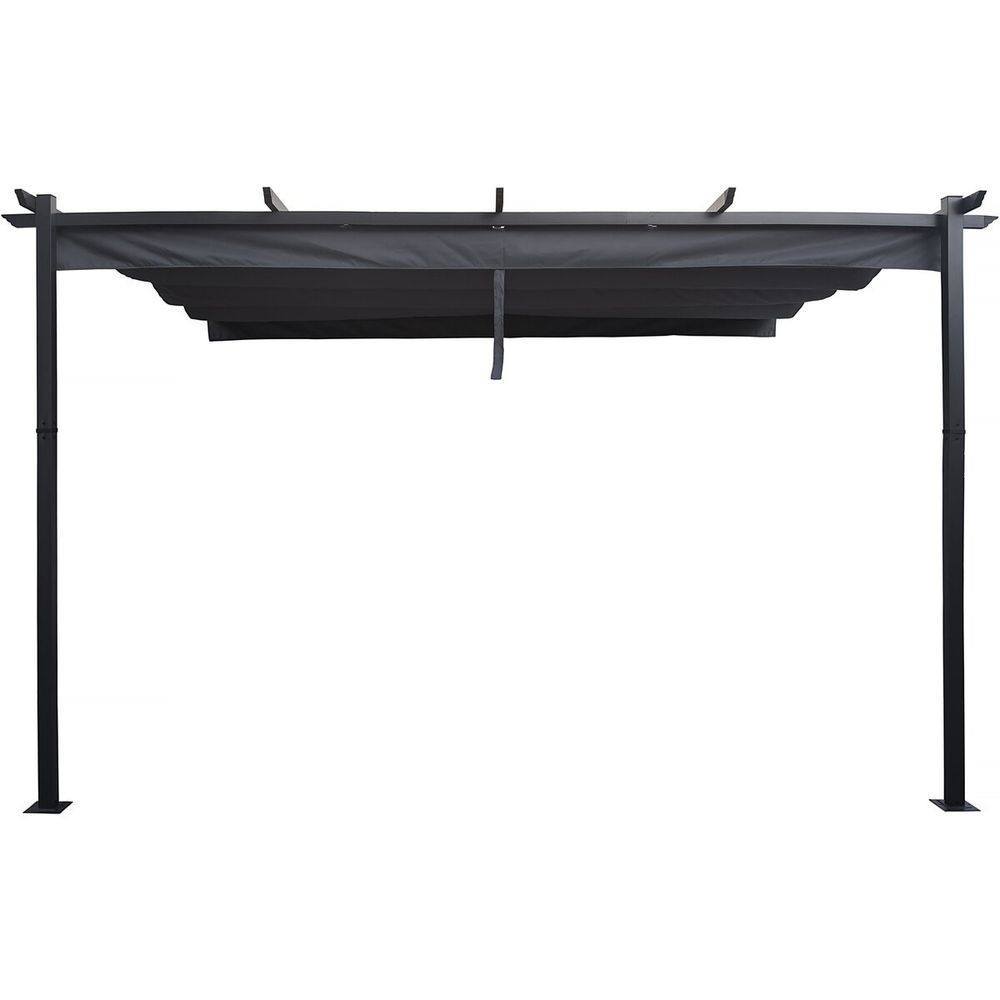 Pergola adossée en aluminium avec toit rétractable- 3 x 4 m - gris