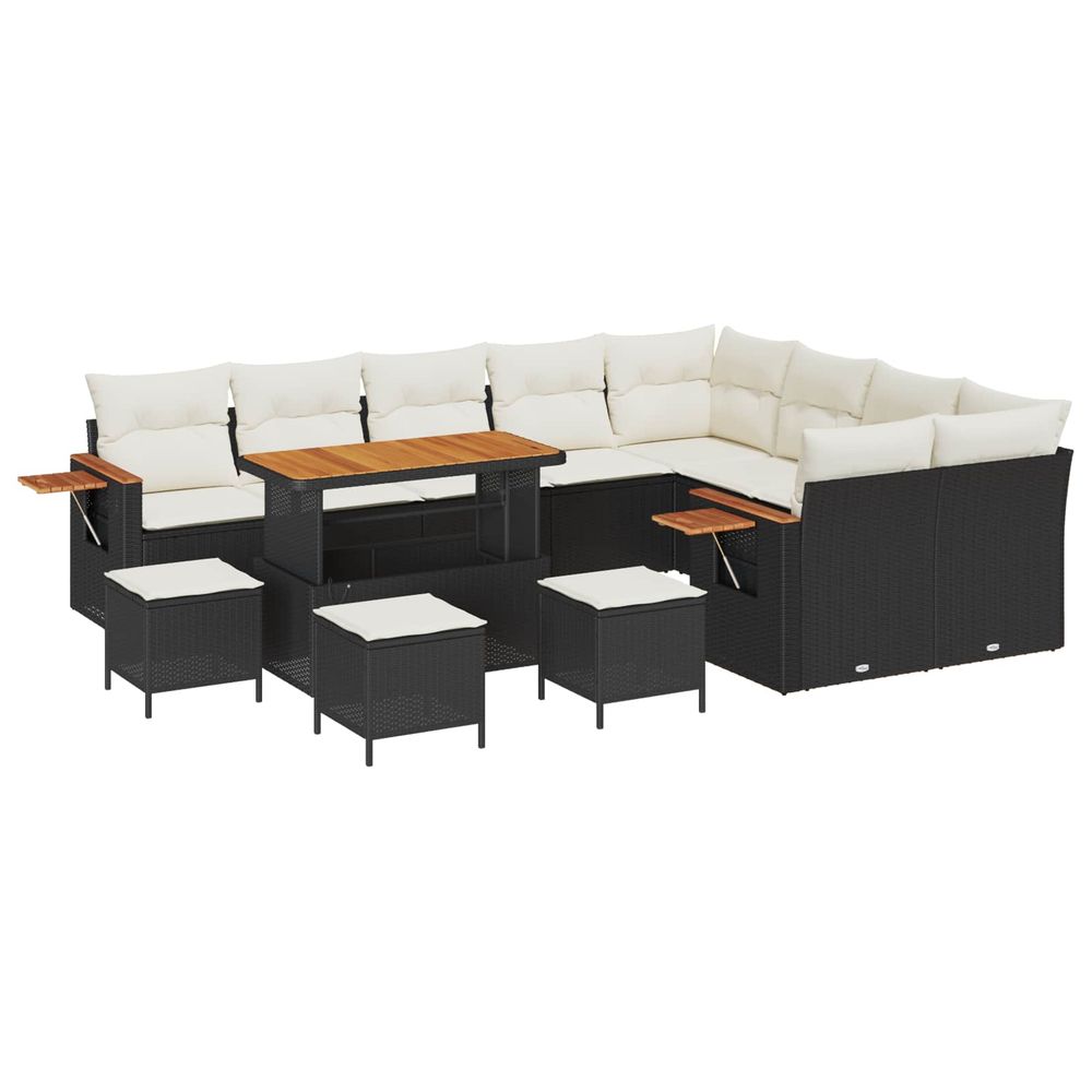 Ensemble de canapé de jardin 13 pc noir polyrotin