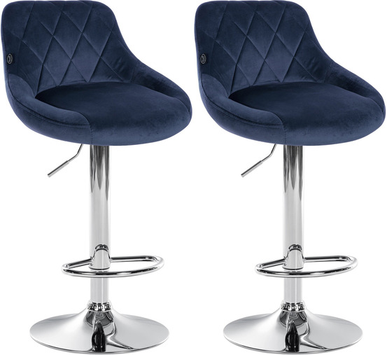 Lot de 2 tabourets de bar lazio velours chrome