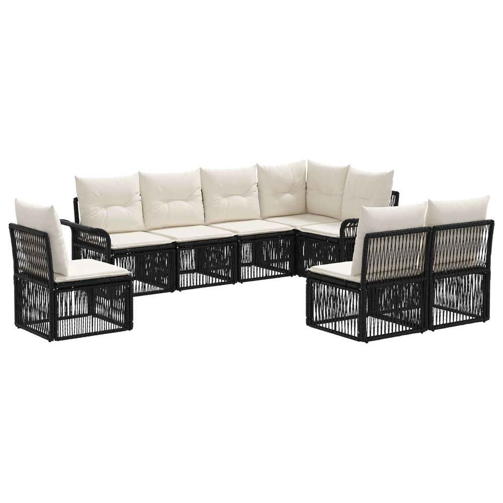 Ensemble de canapé de jardin 8 pcs noir polyrotin