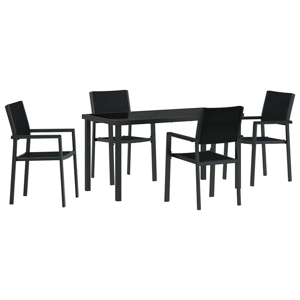 Ensemble de salle à manger pour jardin 5 pcs noir