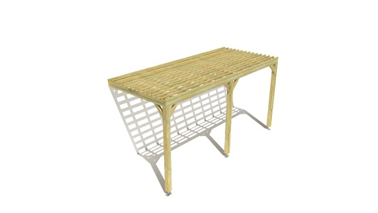 Pergola bois • 5m x 2m • adossée • sens profondeur • lattage bois • livraison comprise